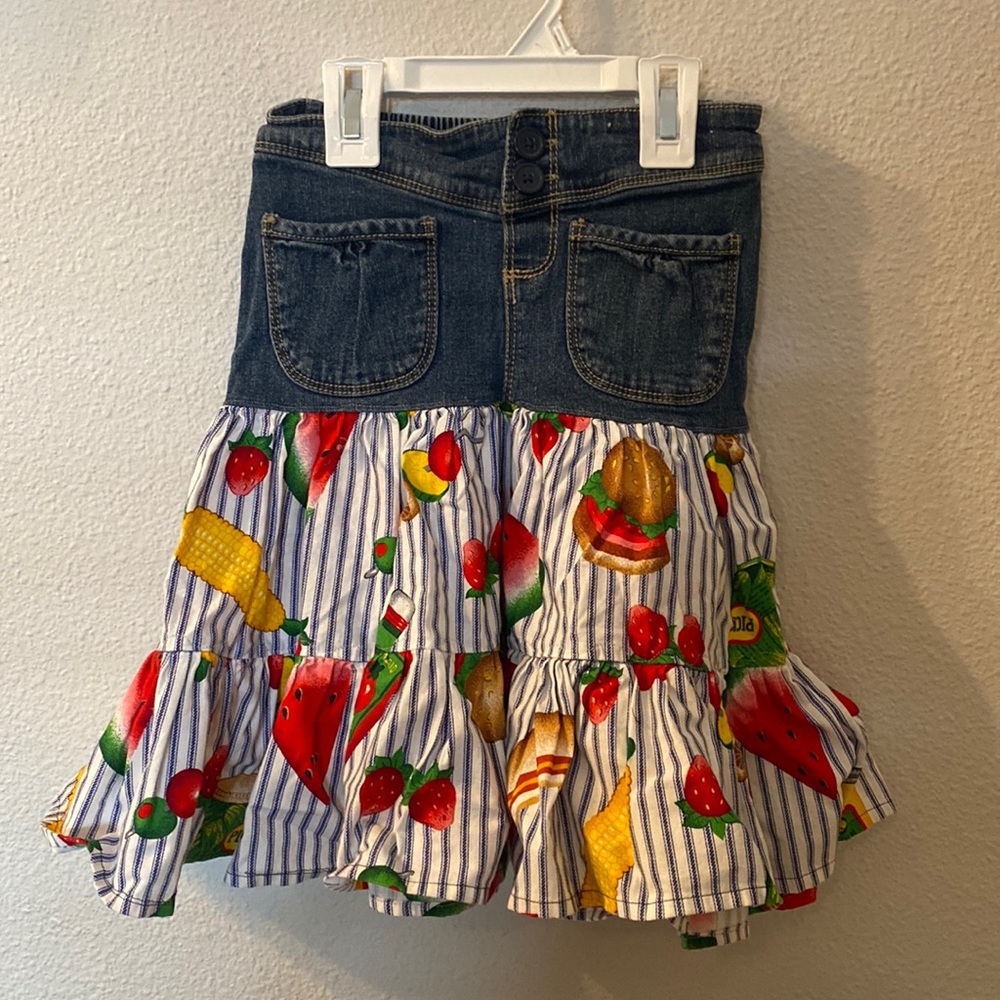 Okie Dokie picnic print jean skirt size 5